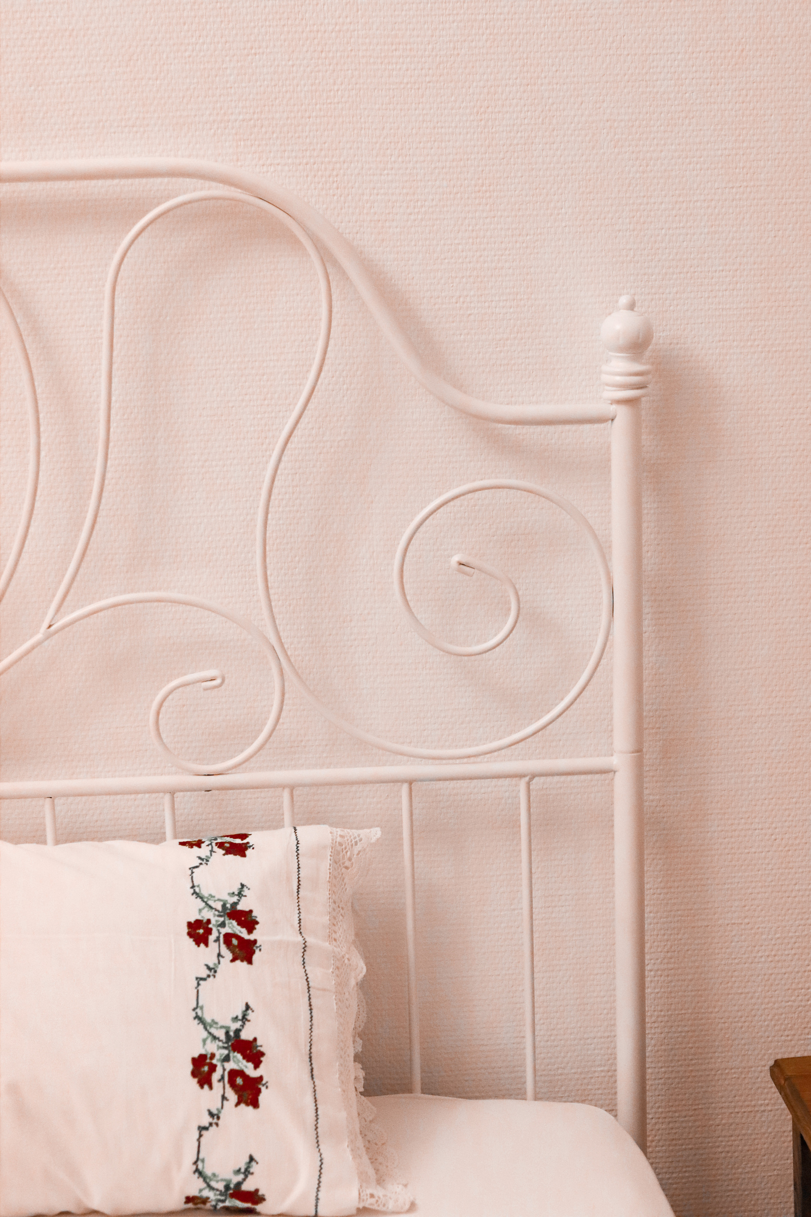 Embroidered Floral Pattern on Pillowcase